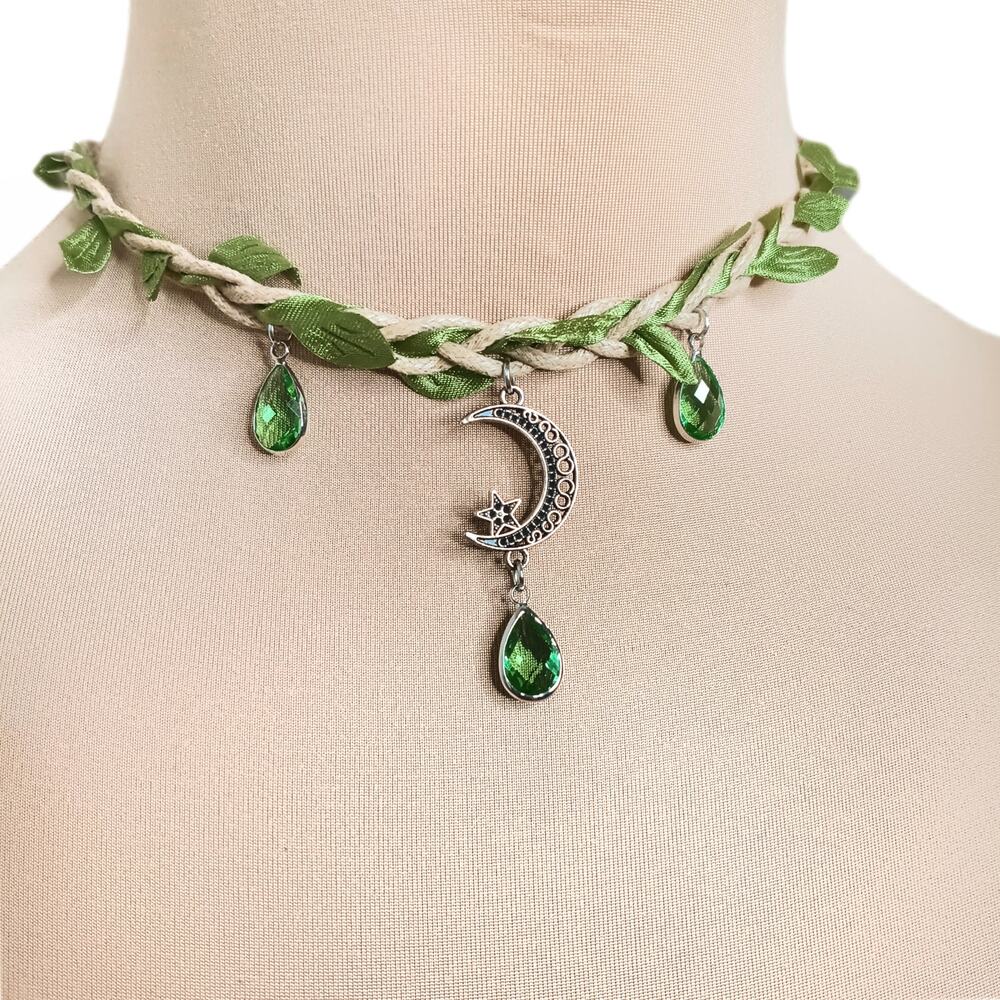 SOLD Handcrafted Green Moon Goddess Choker - Picture 2 of 5